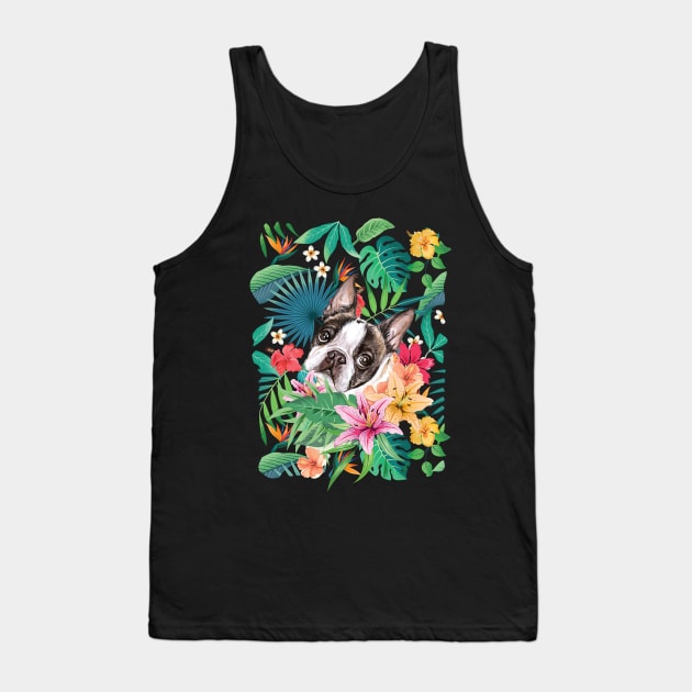 Tropical Chocolate Frenchie French Bulldog Tank Top by LulululuPainting